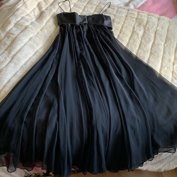 Vtg 60's black sheer chiffon full circle babydoll swing dress XS S - Picture 6 of 15